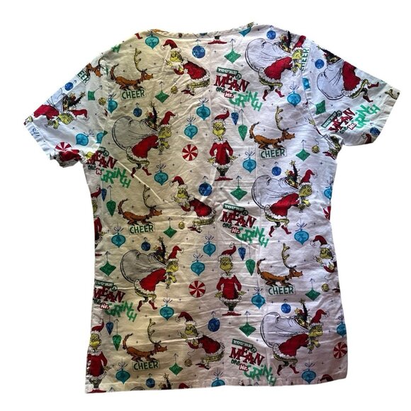 Dr Seuss Grinch Size XS V Neck Short Sleeve Scrub Top w/Pockets - Picture 2 of 4
